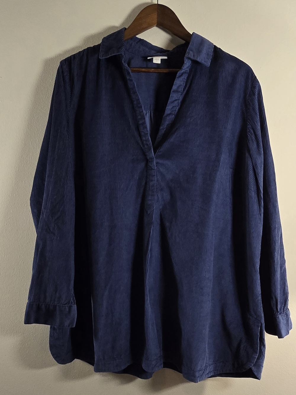 J. Jill Navy Blue Fine Wale Corduroy V-Neck Tunic Blouse XL